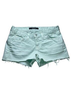 J Brand Womens Mint Green Frayed Hem Denim Shorts Size 27
